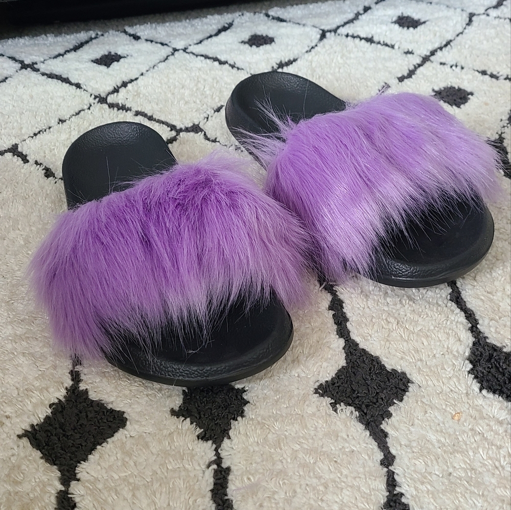 Purple Fuzzy Slippers